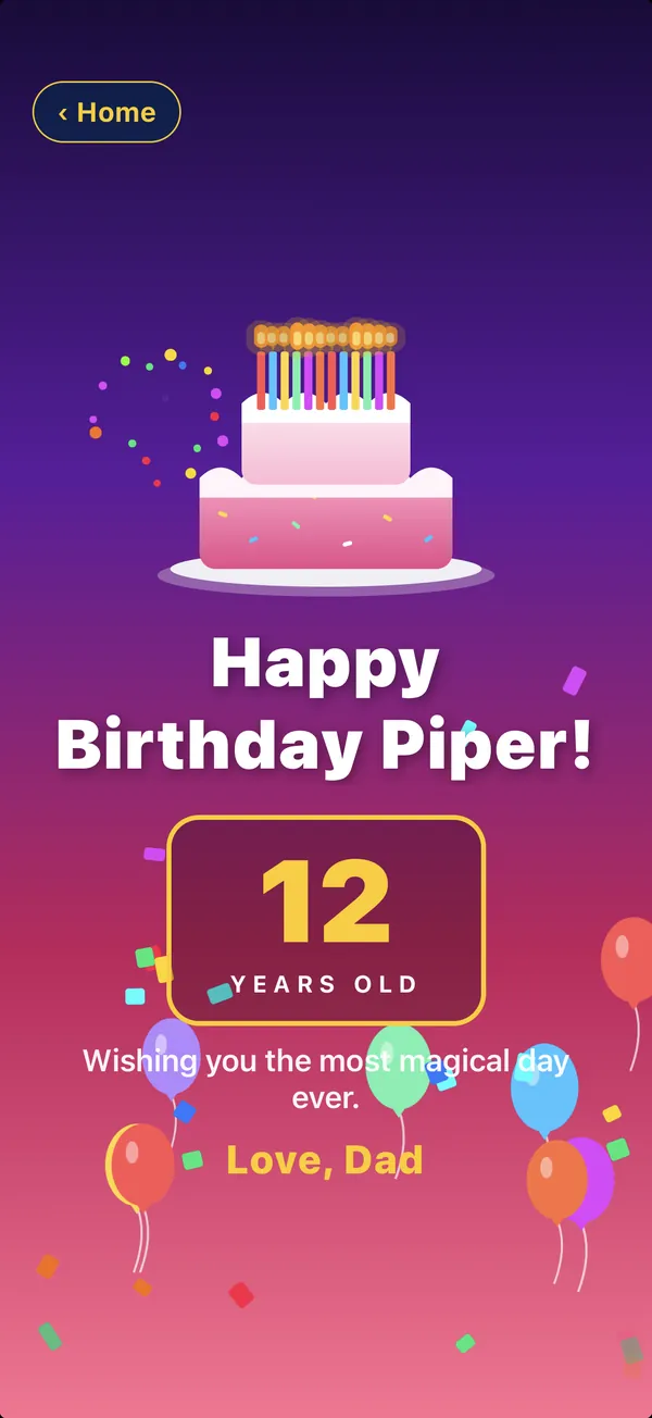 The animated birthday card