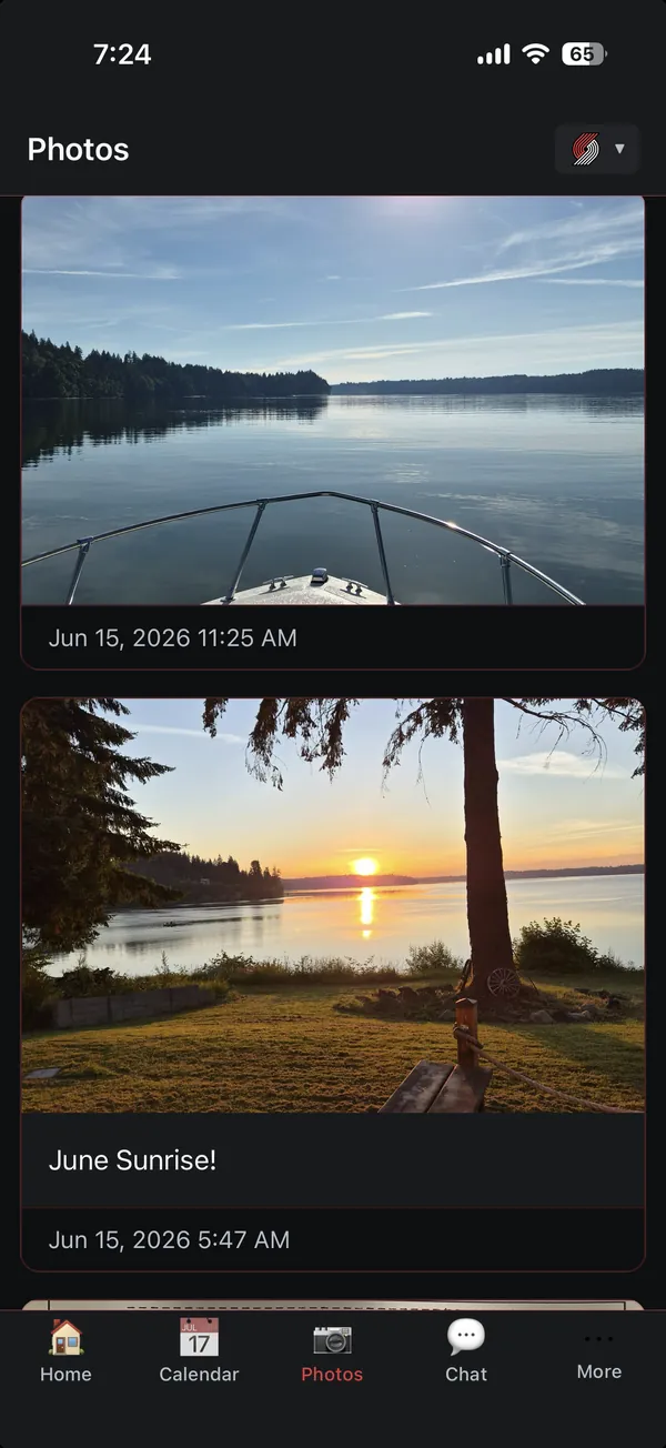 Shared family photo feed